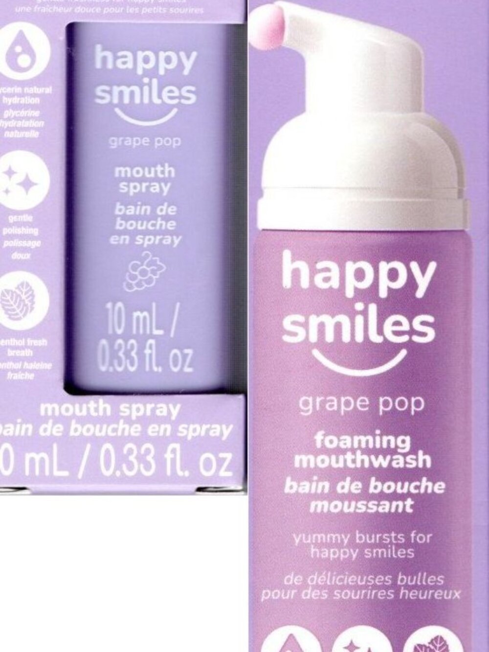 Happy Smiles Grape Pop Foaming Mouthwash & Mouth Spray Oral Care Kit, 2.36 fl.